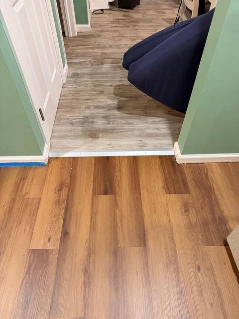 Vinyl plank flooring installed in a hallway