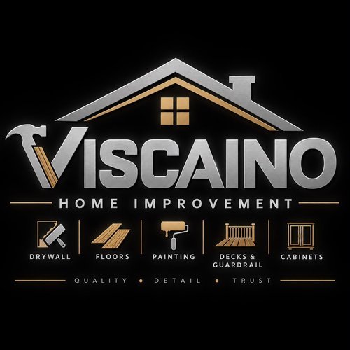 Viscaino Home Improvement logo on black and gold background